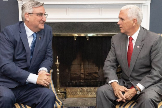 Mike Pence and Eric Holcomb