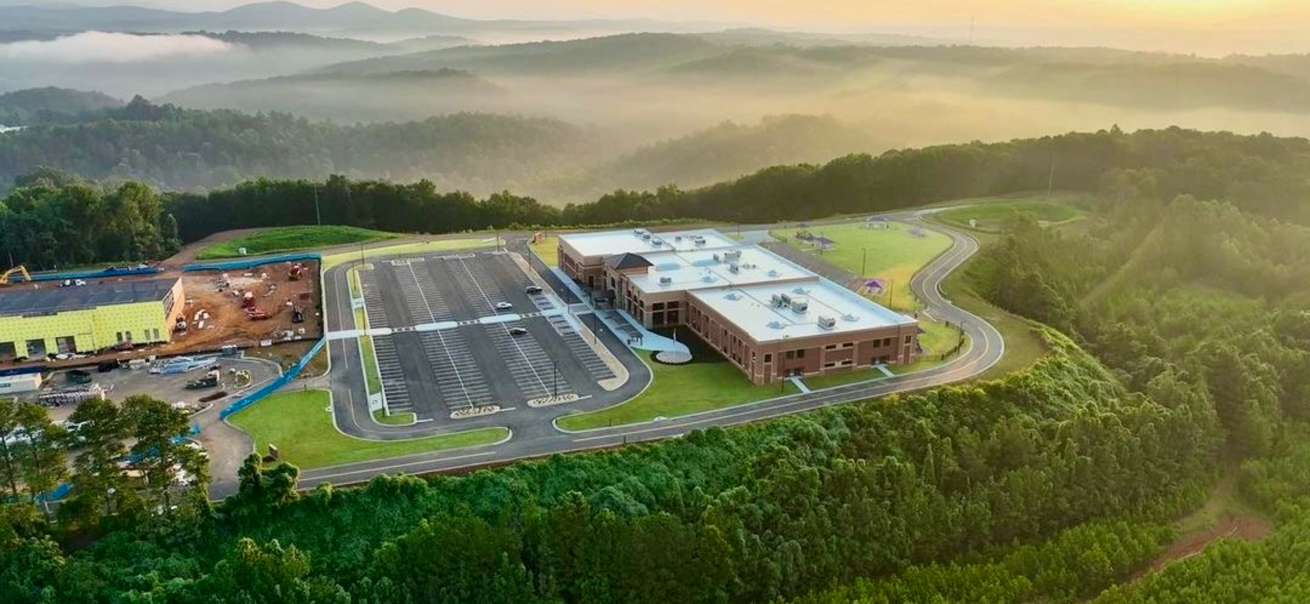 Aerial view of Cottrell Elementary School in Dahlonega, GA.