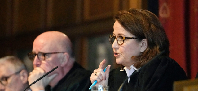 Indiana Chief Justice Loretta Rush speaks during a Supreme Court hearing, Thursday, Jan. 19, 2023, in Indianapolis. (AP Photo/Darron Cummings, Pool)