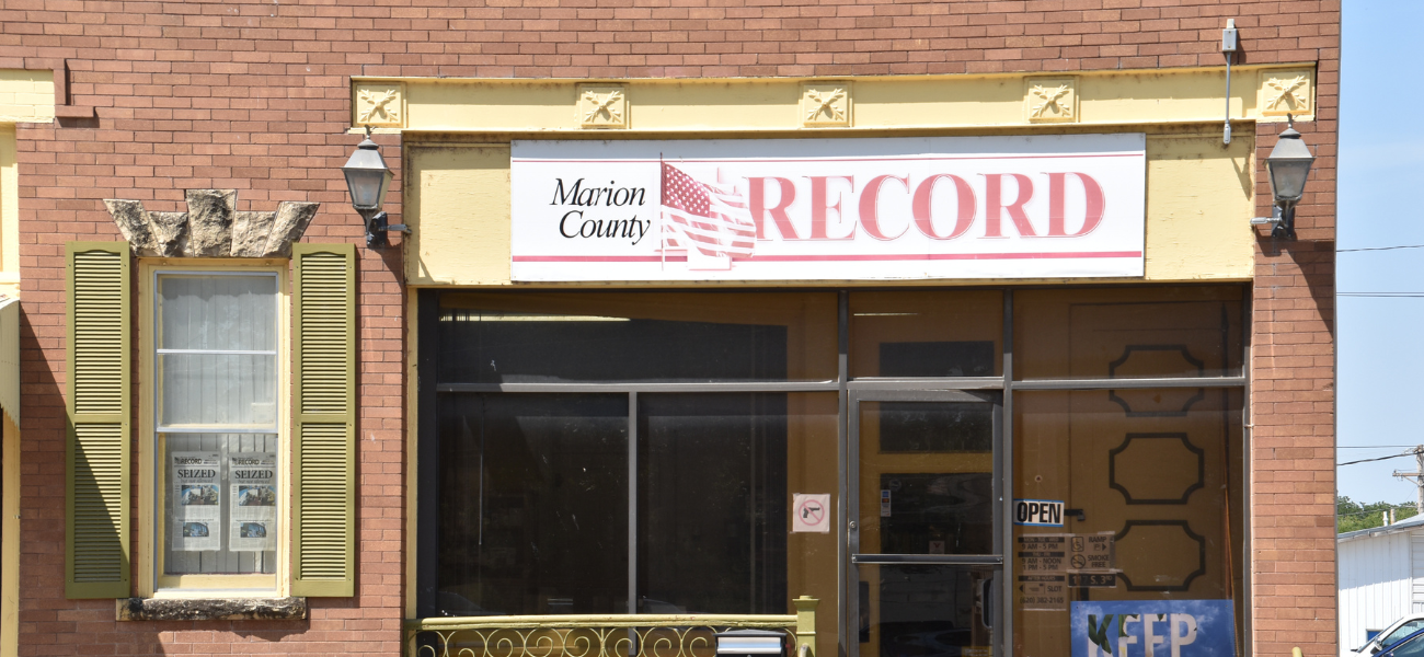 The Marion County Record storefront. (Credit: Brett Stover)