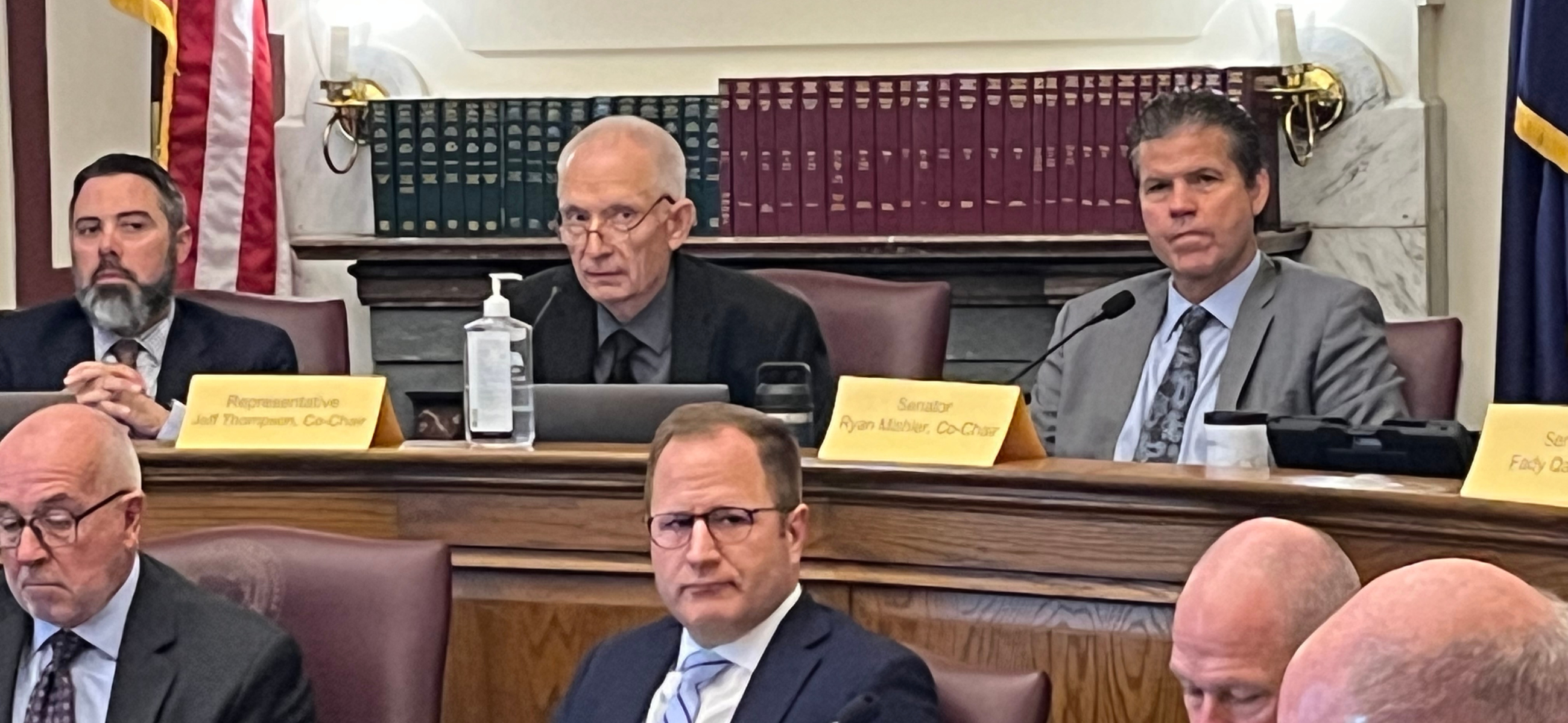 House Ways and Means Committee Chairman Jeff Thompson, top row center, speaks during a meeting of the state's road funding task force on Thursday, Sept. 28, 2023. (Credit: Tom Davies)