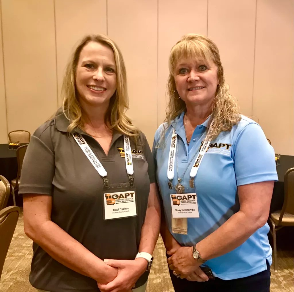 Traci Dyches and Sissy Summerville are assistant transportation directors at Paulding County Schools, which is now using bus monitors on many of its elementary and middle school routes.