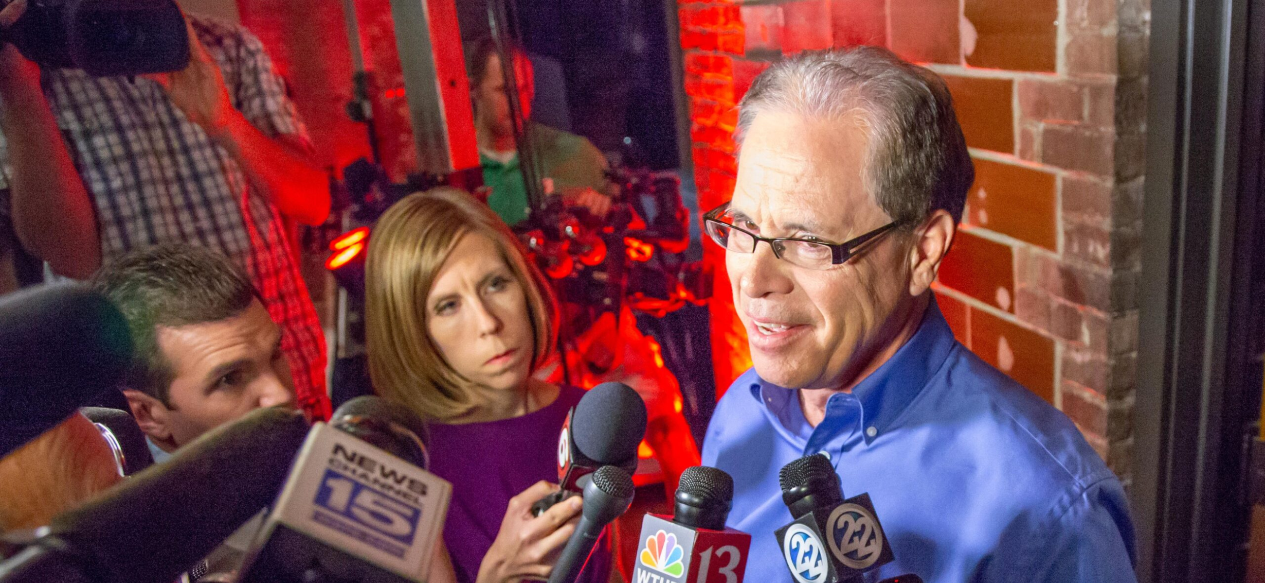Mike Braun speaks to the media after winning the 2018 GOP U.S. Senate primary in Indiana. (Credit: Mark Curry)