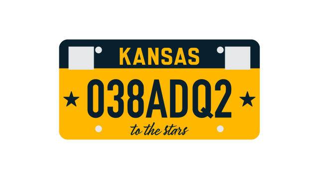 The design of Kansas' new license plate, coming in March 2024.