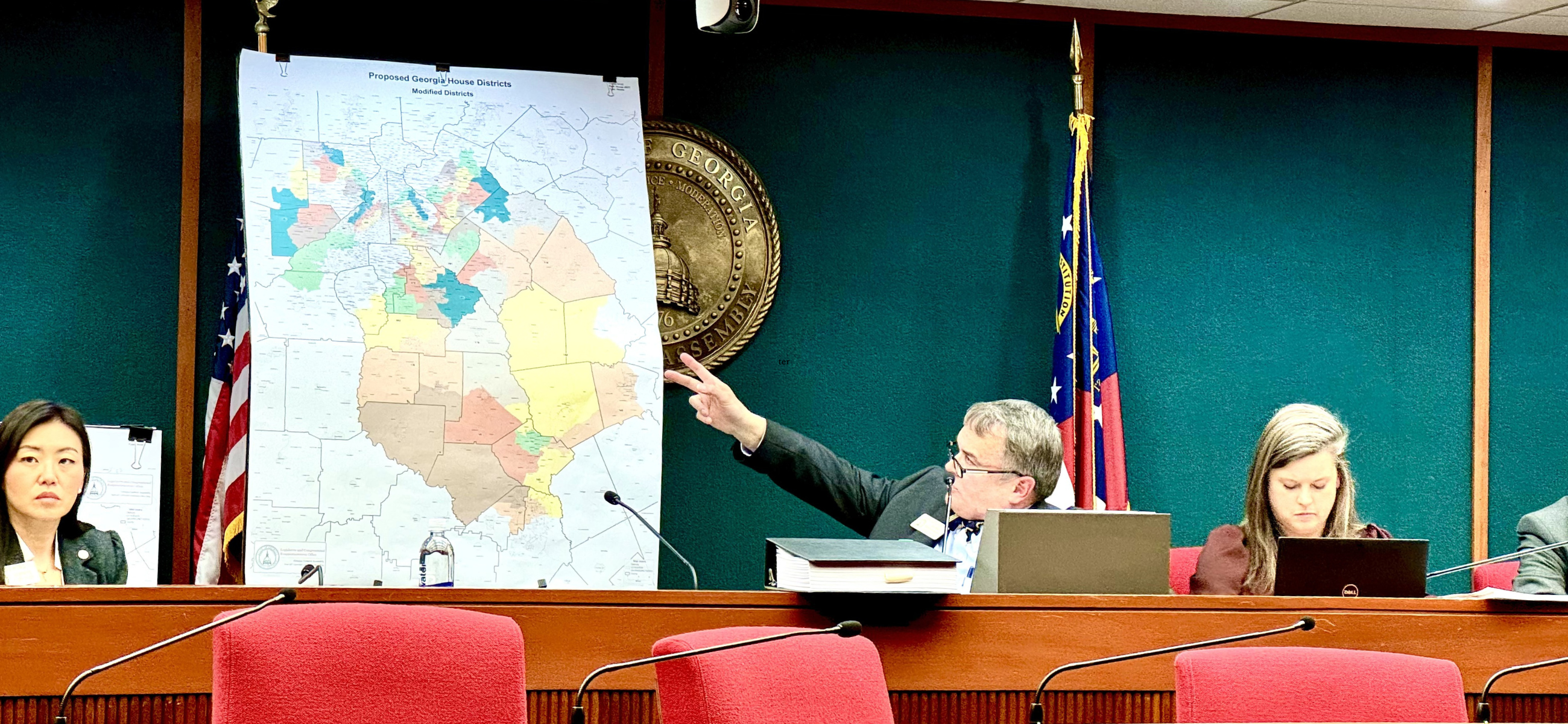 Rep. Rob Leverett, R-Elberton, explains proposed changes to the House district map during the meeting of the House Reapportionment and Redistricting Committee on Nov. 29, 2023.