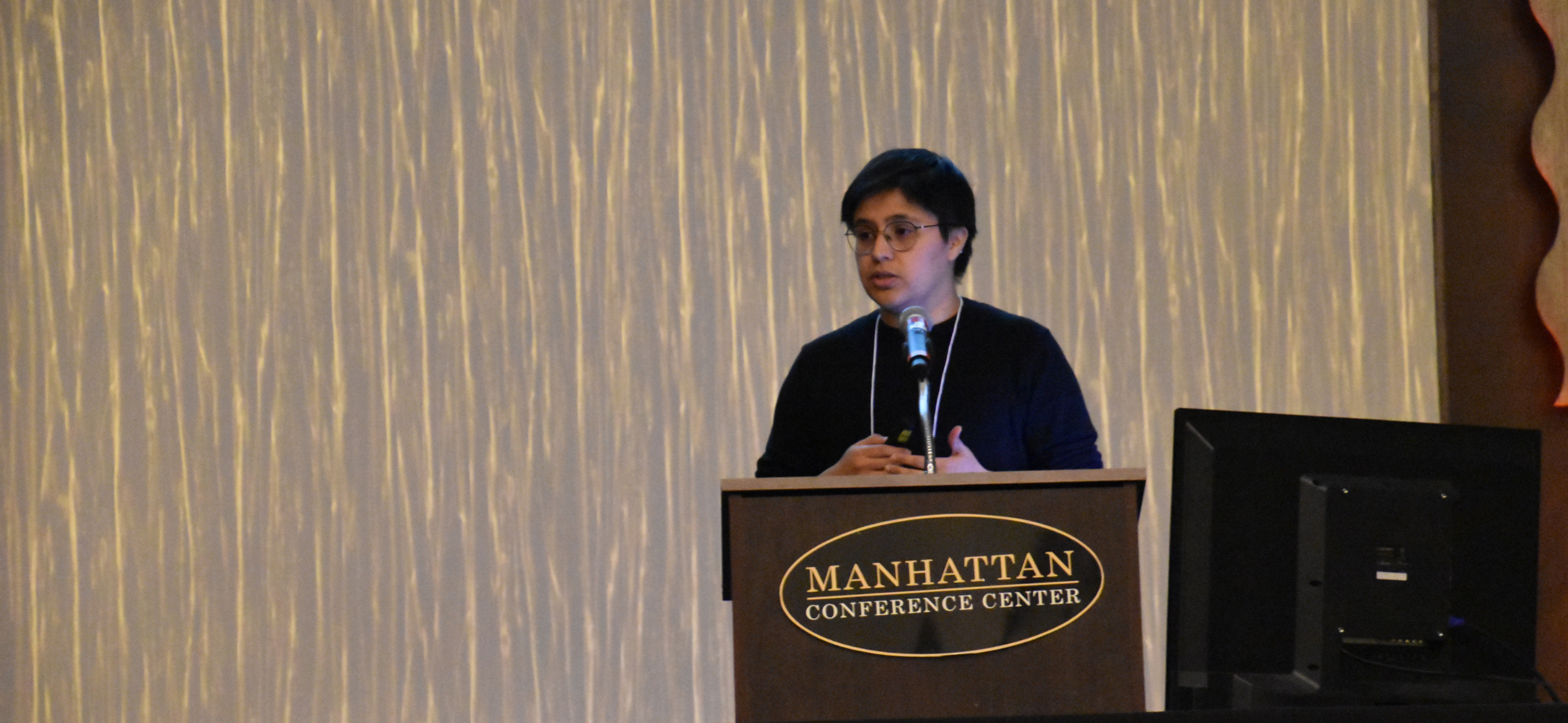 Malena Orduna Alegria, a researcher with the Kansas Geological Survey, shares her analysis of the Sheridan 6 Local Enhanced Management Area on Nov. 16 at the annual Governor’s Water Conference in Manhattan.