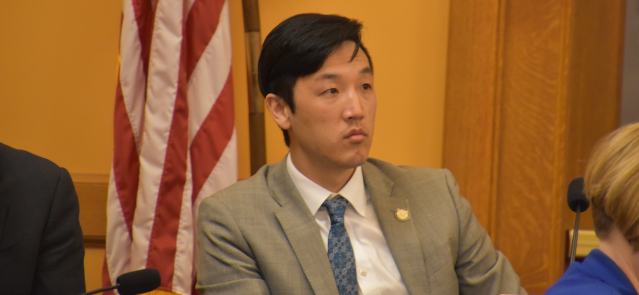 Rep. Rui Xu listens to testimony Feb. 28, 2024, at a House Financial Institutions and Pensions hearing.