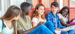 A group of young adults hanging out.