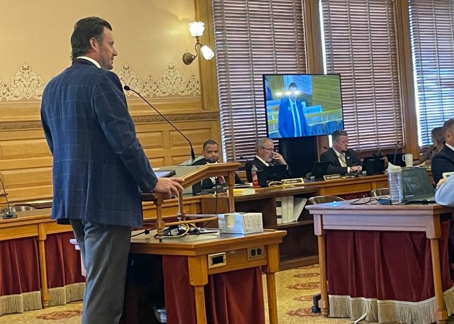 Eric Stafford, vice president of government affairs for The Kansas Chamber, delivers testimony March 18, 2024, during a House Commerce Committee hearing.