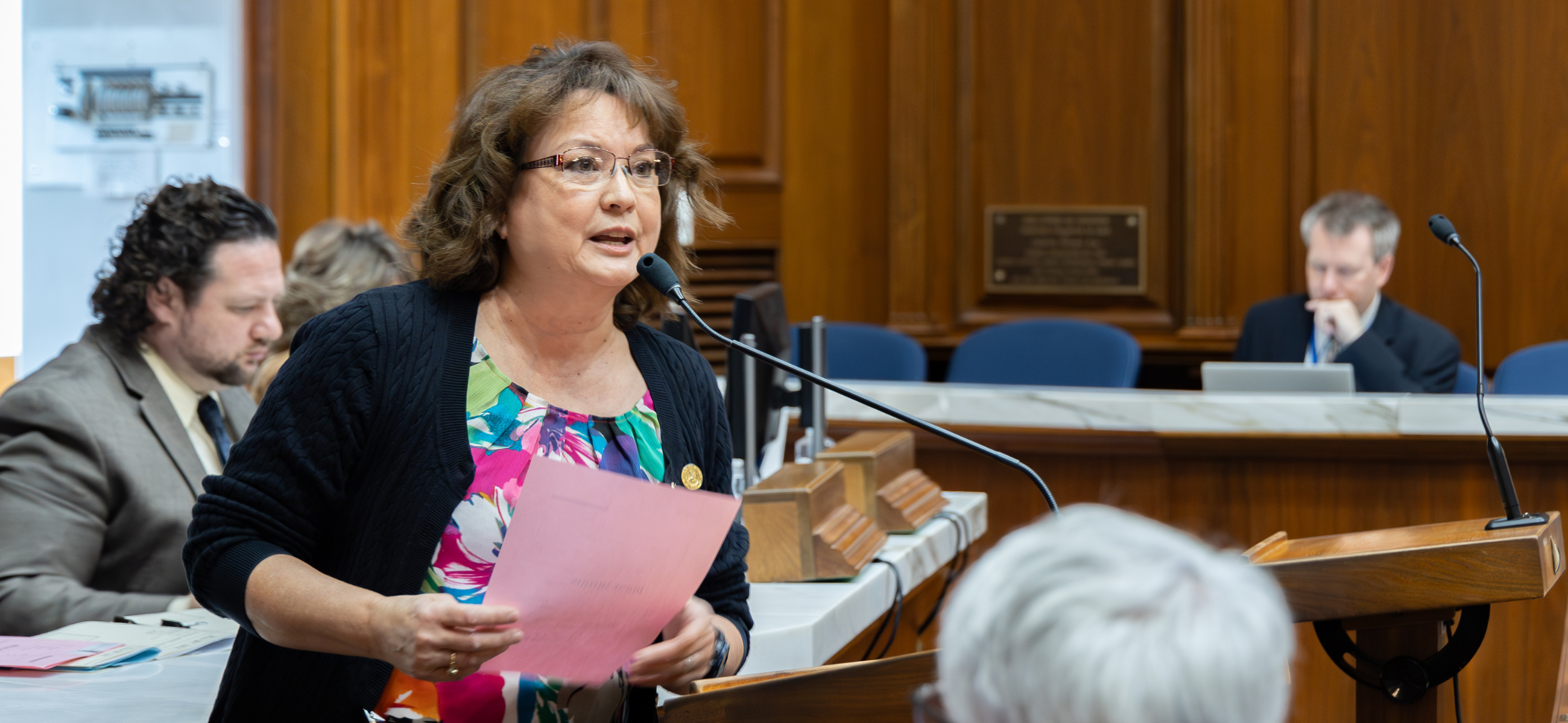 Rep. Peggy Mayfield, R-Martinsville, speaks on the Indiana House floor on Feb. 1, 2024.