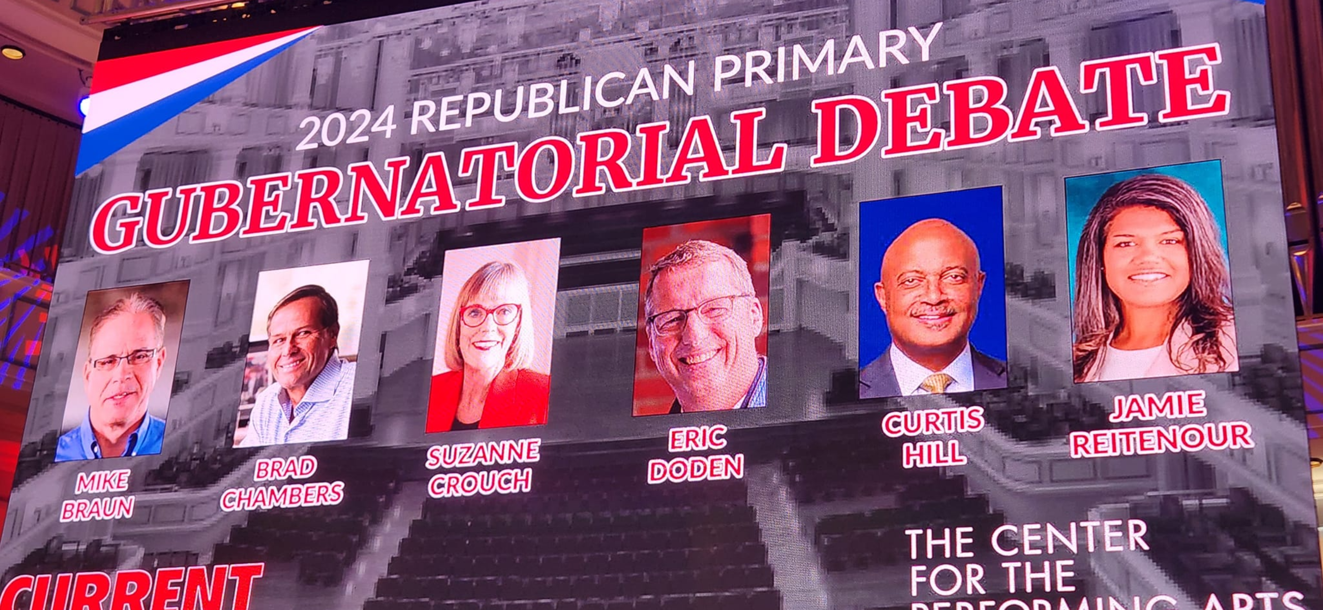 Indiana Republican primary gubernatorial debate banner