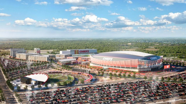 A rendering of a hypothetical new Kansas City Chiefs stadium in Kansas, shared with State Affairs by architect David Manica. (Credit: MANICA)