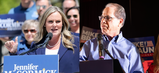 Jennifer McCormick, left, and Mike Braun. (Credit: McCormick Campaign; Mark Curry)