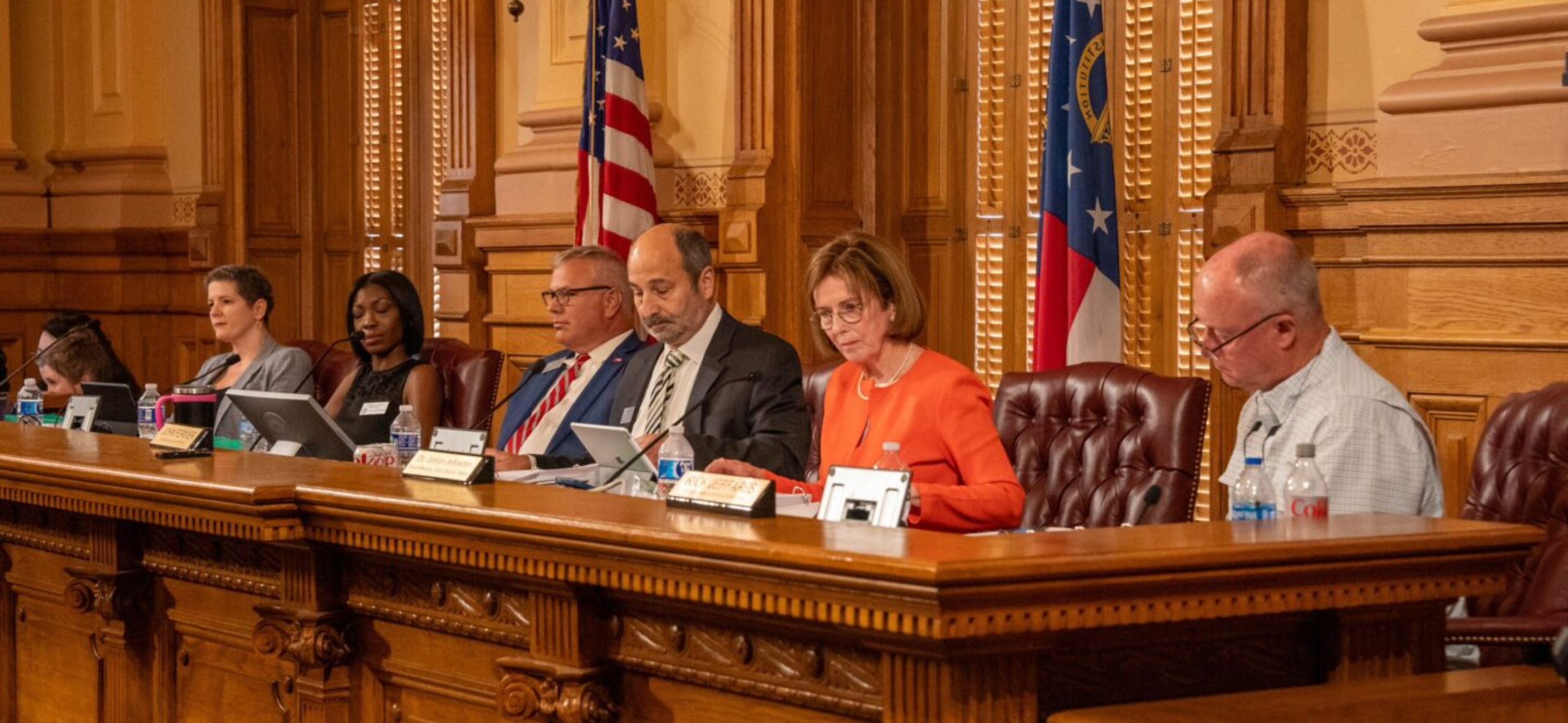 The State Election Board meets at the Georgia State Capitol in Atlanta on Aug. 6, 2024. (Credit: Matthew Pearson/WABE)