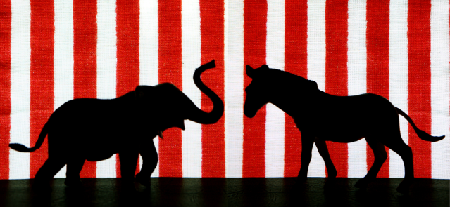 The Republican and Democratic symbols. (Credit: spxChrome via Getty Images Signature)