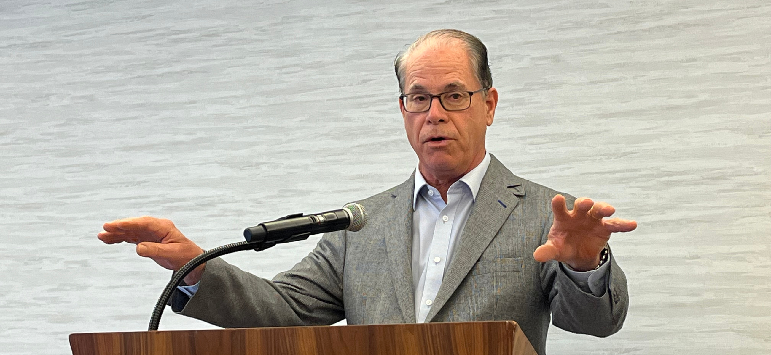 Gov.-elect Mike Braun speaks during a news conference on Nov. 6, 2024. (Credit: Tom Davies)