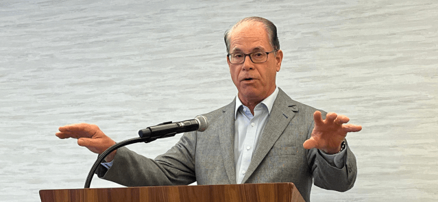 Gov.-elect Mike Braun speaks during a news conference on Nov. 6, 2024. (Credit: Tom Davies)